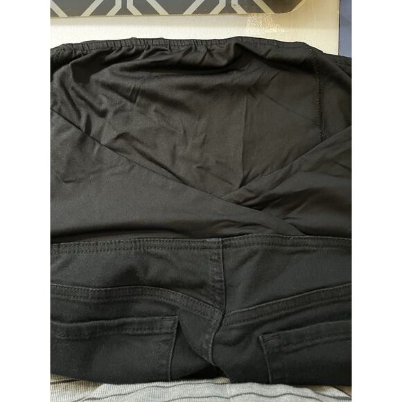 ISABEL MATERNITY black Stretch cotton blend Skinny Jeans Crossover back Pants 12 - Picture 5 of 7